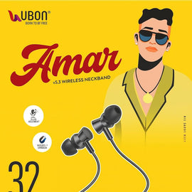 Ubon Anthony Wireless Bluetooth Neckband with Mic | 32 Hrs Playback | Dual Pairing | Fast Charging | Magnetic Earbuds | Lightweight & Comfortable Fit
