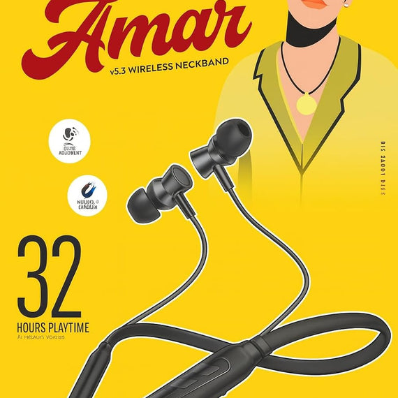 Ubon Anthony Wireless Bluetooth Neckband with Mic | 32 Hrs Playback | Dual Pairing | Fast Charging | Magnetic Earbuds | Lightweight & Comfortable Fit