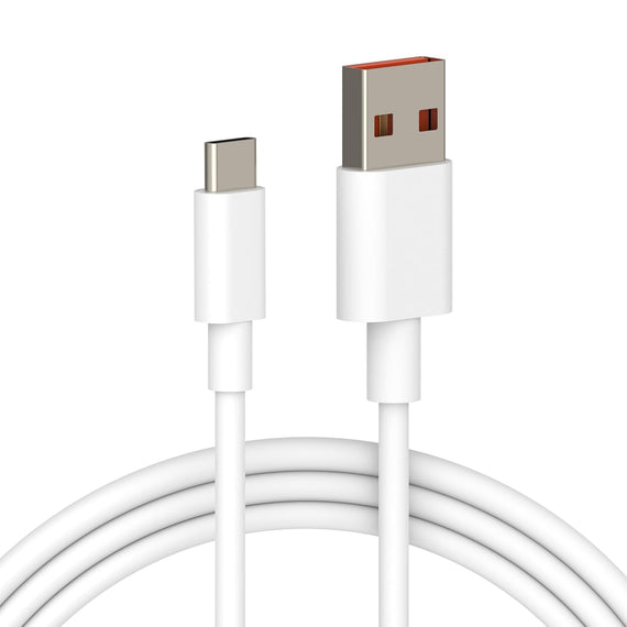 USB to Type-C 120W HyperCharge Cable | 6A Fast Charging & 480 Mbps High-Speed Data Sync | Durable Fast Charge Cord Compatible with Xiaomi, Redmi, Poco & Other Type-C Devices (White, 1 Meter)