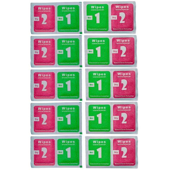 Cleaning Wipes Wet and Dry Set of 10 | Screen Lens Care Solution | Safe for Camera Mobile Laptop LED Glass TV | Streak Free Cleaning | Dust Oil Smudge Removal