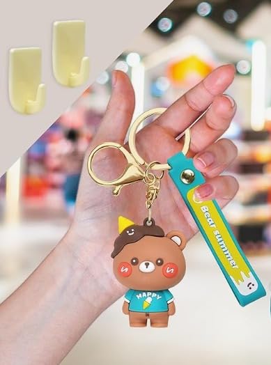 FTI FLEXI-TECH INDUSTRIES Cute Kawaii Keychains Set with Holder | Cartoon Charm Accessories | Backpack Car Key Chain for Boys Girls | Giftable Collectible Set